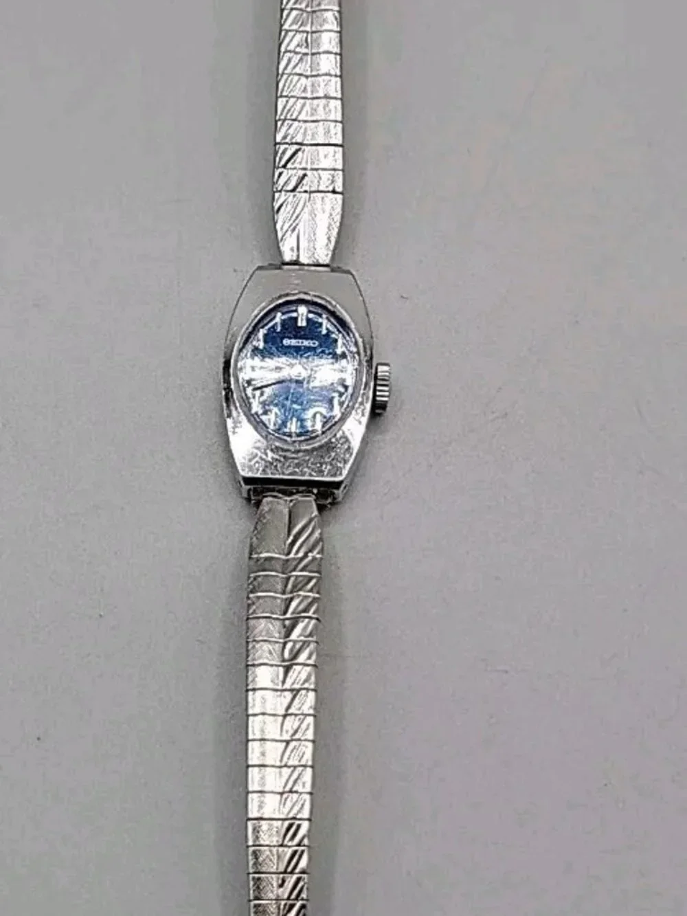 VTG 1971 Seiko 11-7039 Ladies Mechanical Watch Blue Dial 17mm 6